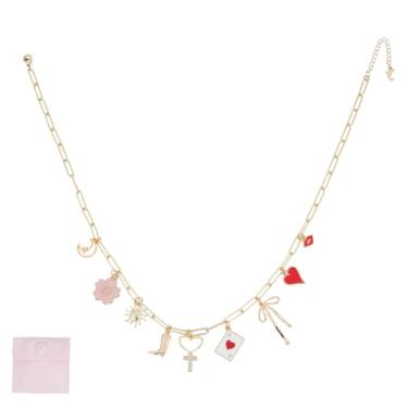 Imagem de DELORIGIN Colares com pingente de lua, clipe de papel, correntes douradas, colares fofos, latão, coração, flores, cruz, pingentes, boêmio, sol, estrelas, pingentes, joias feitas à mão, colar para