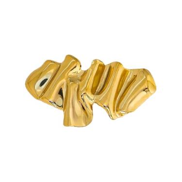 Imagem de Broche de metal com dobras irregulares para mulheres homens simples estilo metal polido lapela broche geométrico abstrato moda casamentos terno vestido roupas acessórios chapéu bolsas lenços xaile