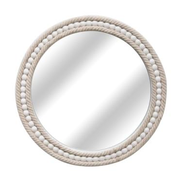 Imagem de Synovana Espelho de parede redondo Boho - Espelhos circulares decorativos de vime de 40,6 cm para banheiro, sala de estar, entrada