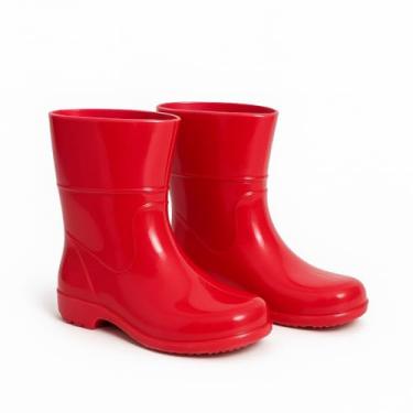 Imagem de Bota Infantil Feminina e Masculina Plastica Estilo Galocha Para Dias Chuvosos Para Limpeza Faxina Antiderrapante Super Leve (Vermelho, BR, Criança de 1 a 3 anos, Numérico, 23)