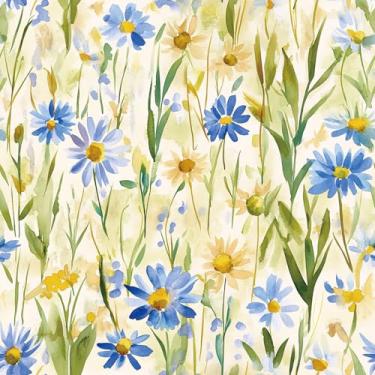 Imagem de Forro de gaveta floral azul centáurea papel de contato rústico country papel de parede floral para armários, prateleiras, gavetas, gavetas, decalque de parede 43 x 38 cm