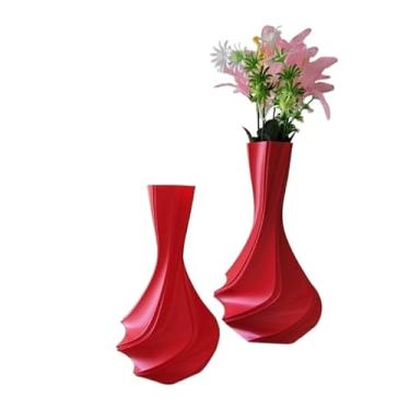 Imagem de Vasos de Plantas decorativos3d p/mesa Rack Sala e ambientes (Vermelho,1 unidade de 14 cm)