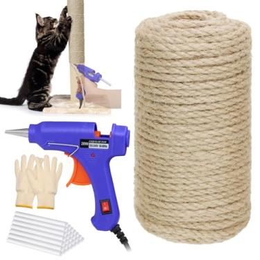Imagem de ZALALOVA Corda De Sisal De 164 Pés Para Kits De Arranhadores Para Gatos, Corda De Cânhamo Natural De 6 Mm Para Substituição De Poste De Arranhador Para Gatos, Arranhador Para Reparo De Torre De Árvo