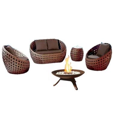 Imagem de Conjunto de Sofá Duty Trama Fibra 2 Poltronas + Lareira Jardim Área Ex