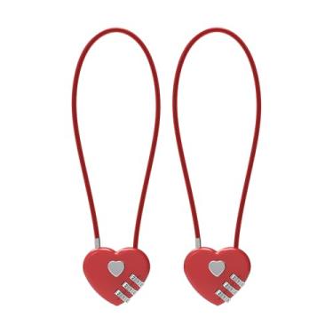 Imagem de UP Security Cadeado de combinação pequeno em forma de coração - Bonito cadeado de código de 3 dígitos para bagagem, armário de academia, mochila, mala, seguro para viagem e proteção elegante (vermelho