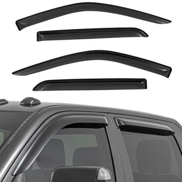 Imagem de Rough Country Protetores de chuva com fita adesiva para Ram 1500 (2009-2018) e 2500/3500 Crew Cab (2019-2025) - Viseiras de janela de perfil baixo, protetor de chuva de 4 peças para caminhões