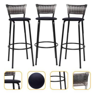 Imagem de Kit 3 Banquetas Bancos Para Cozinha Gourmet Bancada Balcão Bar Ilha Ár