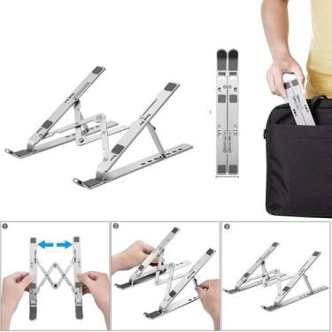 Imagem de Suporte Prateado Dobrável Ergonomico Para Notebook Articulado - FAZA