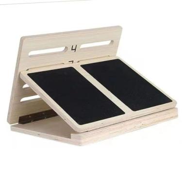 Imagem de UGPLM Prancha inclinada de madeira, prancha inclinada, equilíbrio antiderrapante, maca de panturrilha profissional portátil para treinamento de tornozelo,