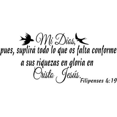 Imagem de Yoursidecal Decalques de parede espanhóis para Pared Mi Dios, pues, suplirá todo Filipenses 4:19 Textos Biblicos Decorativos Peel and Stick Family Quotes Art Decoration Bible Verses in Spanish for