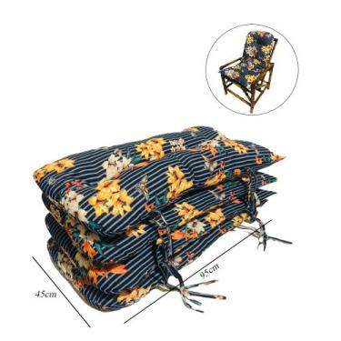 Imagem de 04 Almofadas Estampada P/ Poltronas Sofá Bambu Vime - Compree, Azul Li