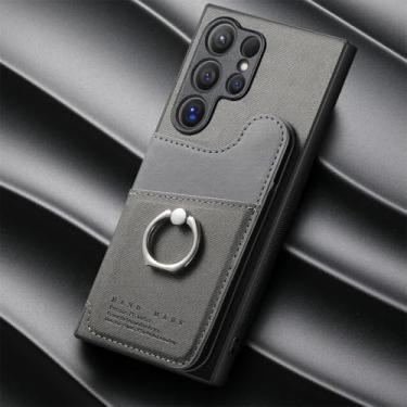 Imagem de Capa tipo carteira magnética com porta-cartões para Samsung Galaxy A56 (para Samsung Galaxy A56/cinza)