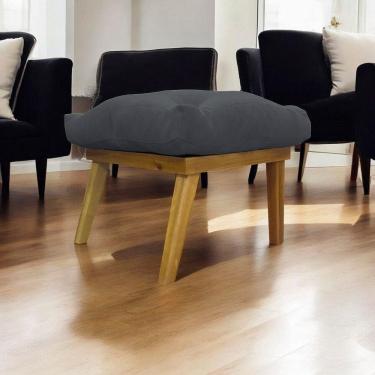 Imagem de Puff Marty Decorativo Retangular Linho - Cinza Linho