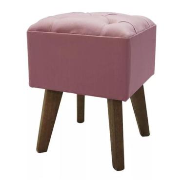 Imagem de Puff Quadrado Capitonê Pé Palito - Cerâmica Regina, Rosa