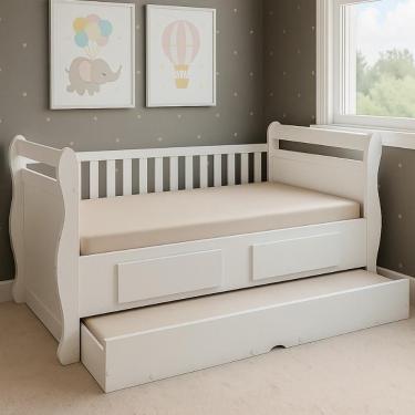 Imagem de Bicama Infantil Solteiro Maria Branco Brilho Com Colchões Supreme D33 - Móveis Peroba