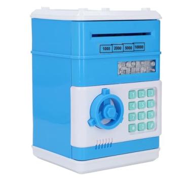 Imagem de Caixa eletrônica de economia de dinheiro garoto desenho animado mini dinheiro moeda economiza brinquedo de banco com senha bloqueio de senha segura confiável função de moeda (Azul)