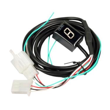 Imagem de Generic Indicador de engrenagem da motocicleta medidor de exibição resistente fácil de instalar display digital led shifts alavanca sensores para atv utvs, Branco