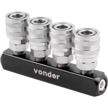 Imagem de Engate Rápido Fêmea Quádruplo Com Rolete 1/4 Zinc Ar Comp