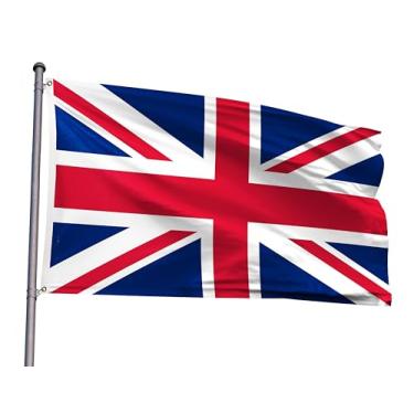 Imagem de Bandeira do Reino Unido 1,5 x 2,8 m Bandeira nacional de poliéster da Grã-Bretanha com 2 ilhós para decoração de festa patriótica de eventos temáticos da Grã-Bretanha (Reino Unido, 5 x 8FT)
