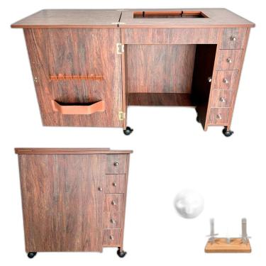 Imagem de Gabinete Luxo 5 Gavetas Máquina Costura Elgin Genius Antiga