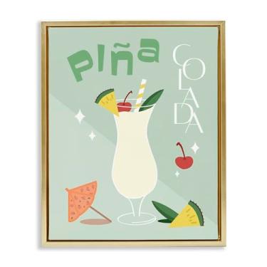 Imagem de Stupell Industries Pina Colada Minimalism Gold Framed Floater Canvas Wall Art Design por ANNA QUACH, 21 x 17