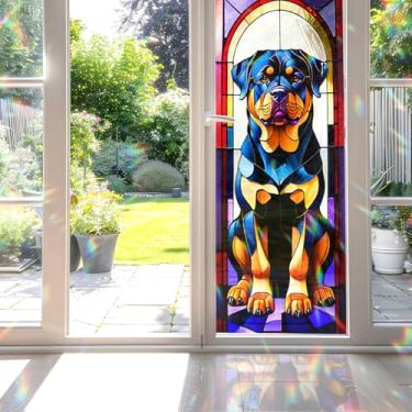 Imagem de Película de vitral Rottweiler, película decorativa para vitrais Rottweiler, película de vitral Rottweiler, para banheiro, chuveiro, porta, calor, antiUV