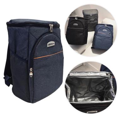 Imagem de Mochila Bolsa Térmica Cooler Praia Passeio Marmita Cerveja Preto