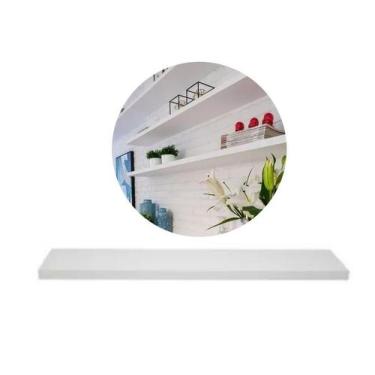 Imagem de Prateleira Madeira Mdf Branca 80x20cm Com Suporte Invisível Flutuante 