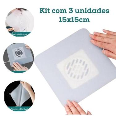 Imagem de Protetor Tampa De Ralo Mau Cheiro Barata Escorpiões 15x15cm 3Un. - Imp