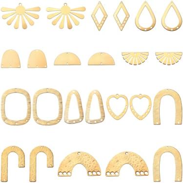 Imagem de SUNNYCLUE 1 caixa, 24 peças, 12 estilos, pingentes de filigrana, joias, conector, berloques, ouro, latão, coração vazado, arco de losango, sol, vintage, marceneiros, ligações, achados para joias