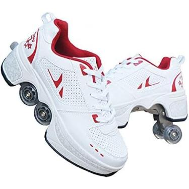 Imagem de Patins De Gelo Polia Sapatos Multifuncional Deformação Patinação Quad Patinação Esportes Ao Ar Livre, A, 34