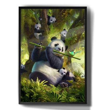Imagem de Quadro Decorativo Deseno Panda Comendo Bambu Arte - Tribos