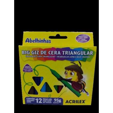 Imagem de Big giz de cera Acrilex triangular com 12 cores
