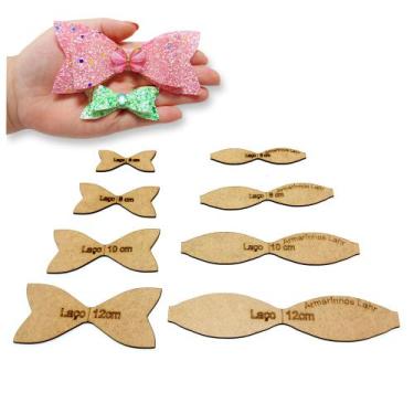 Imagem de Gabarito Molde Para Laços Lonita Mdf Cru Kit Com 4 Peças - armarinhos 