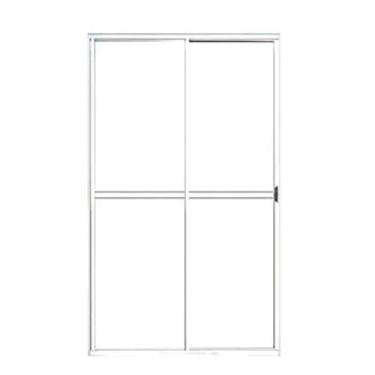 Imagem de Porta Sacada 2 Folhas Aluminio Branco C/Trinco 2,10x1,20
