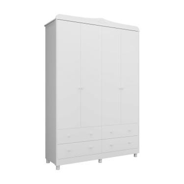 Imagem de Armário Infantil Elô 4 Portas 4 Gavetas Lisa Branco Brilho