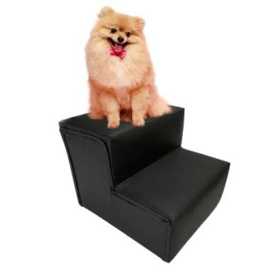 Imagem de Escada Pet Cachorro e Gato Preto Tecido Sintetico Almofadada 2 Degraus
