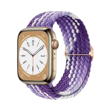 Imagem de Pulseira Ajustável De Elástico Trançado Para Apple Watch 45mm 49mm 44m