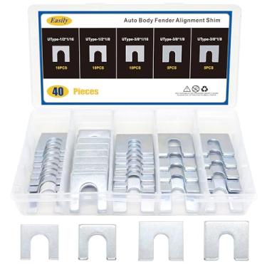 Imagem de 40 peças Auto Body Fender Alinhamento Calço 1/40.6 cm e 1/20.3 cm Espessura - 3/20.3 cm e 1/5.1 cm Slot Automotive Shim Kit sortido