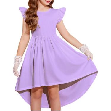Imagem de Vestido Arshiner Lavender para meninas de 6 a 7 anos de poliéster