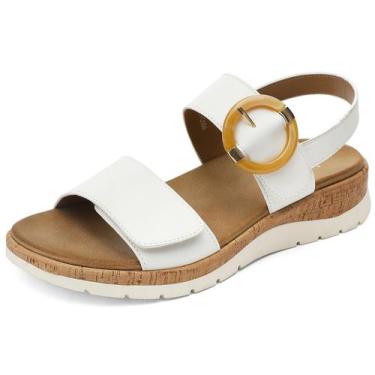 Imagem de Sandálias femininas UBFEN Arch Support, de cunha baixa, brancas, taman