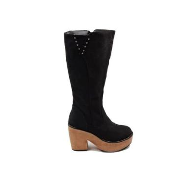 Imagem de Botas de plataforma femininas de camurça preta - Lightbek Official Sto