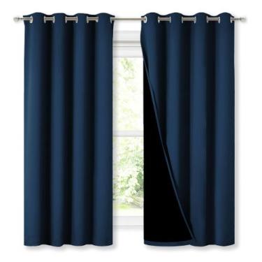 Imagem de Cortinas NICETOWN 100% Blackout com forros pretos 52x63cm 2 painéis