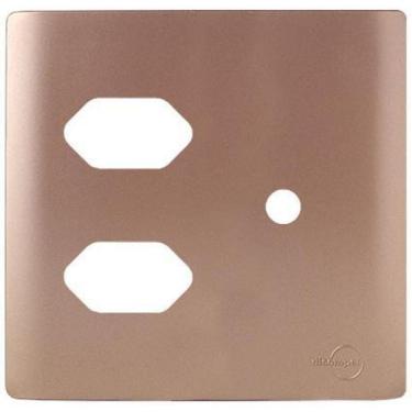 Imagem de Placa 2 Tomadas + Furo Com Suporte 4X4 - Novara Ouro Rose