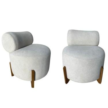 Imagem de Kit 2 Poltronas Decorativa Mônaco Bouclé Bege - Mansão Decor