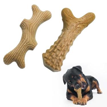 Imagem de CARELAX Brinquedos duráveis para mastigar cães para mastigar agressivos – Sabor real de bacon, pacote com 2 indestrutíveis para cães grandes, opções de médio e GG disponíveis, tamanho 2