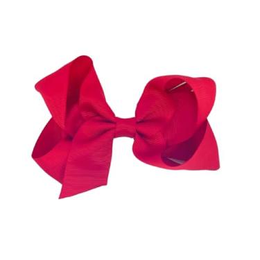 Imagem de Laço Infantil de Cabelo Menina Tamanho G Lacinho em Gorgorão com Presilha Bico de Pato (Vermelho)