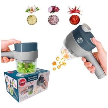 Imagem de Processador Elétrico 2 Em 1 Cortador e Fatiador De Legumes - Cinza - D