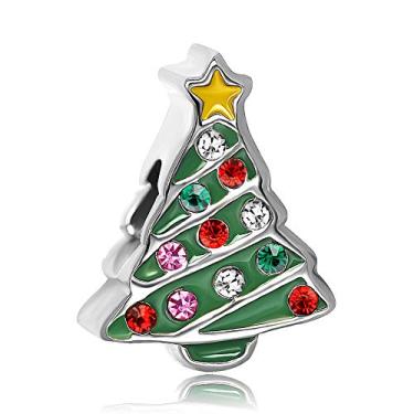 Imagem de MZC Jewelry Pingente de árvore de Natal compatível com pulseiras Pandora Charms