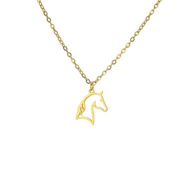 Imagem de PDOUSELF Colar de unicórnio para mulheres, joias de unicórnio simples para mulheres, aniversário, dia dos namorados, presentes de Natal, 20, Aço inoxidável, Sem Pedra Preciosa